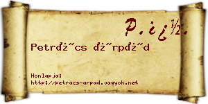 Petrács Árpád névjegykártya